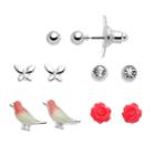 Lc Lauren Conrad Rosette, Bird & Butterfly Nickel Free Stud Earring Set, Women's, Multicolor