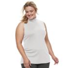 Plus Size Croft & Barrow&reg; Sleeveless Mock Neck Top, Women's, Size: 4xl, White