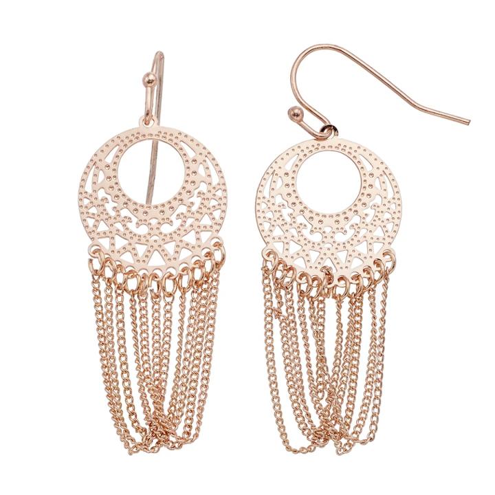 Lc Lauren Conrad Disc & Chain Nickel Free Drop Earrings, Women's, Light Pink