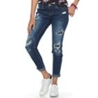 Juniors' Rampage Fray Hem Ripped Skinny Jeans, Teens, Size: 11, Blue