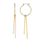 Double Stick Drop Hoop Earrings, Women's, Gold
