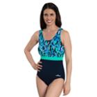 Women's Dolfin Colorblock Moderate Scoopback One-piece Swimsuit, Size: 10, Brt Green