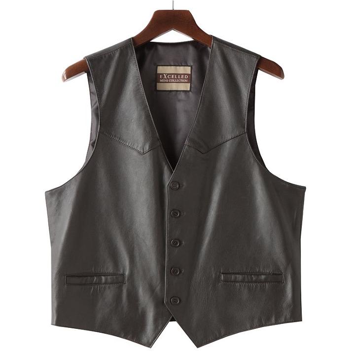 Big & Tall Excelled Button-front Leather Vest, Men's, Size: 2xl, Brown