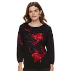 Women's Cathy Daniels Floral Print Sweater, Size: Xl, Red Bloom