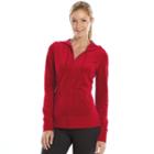 Women's Tek Gear&reg; Full-zip Velour Hoodie, Size: Medium, Med Red
