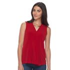 Petite Dana Buchman Pleated V-neck Tank, Women's, Size: M Petite, Med Red