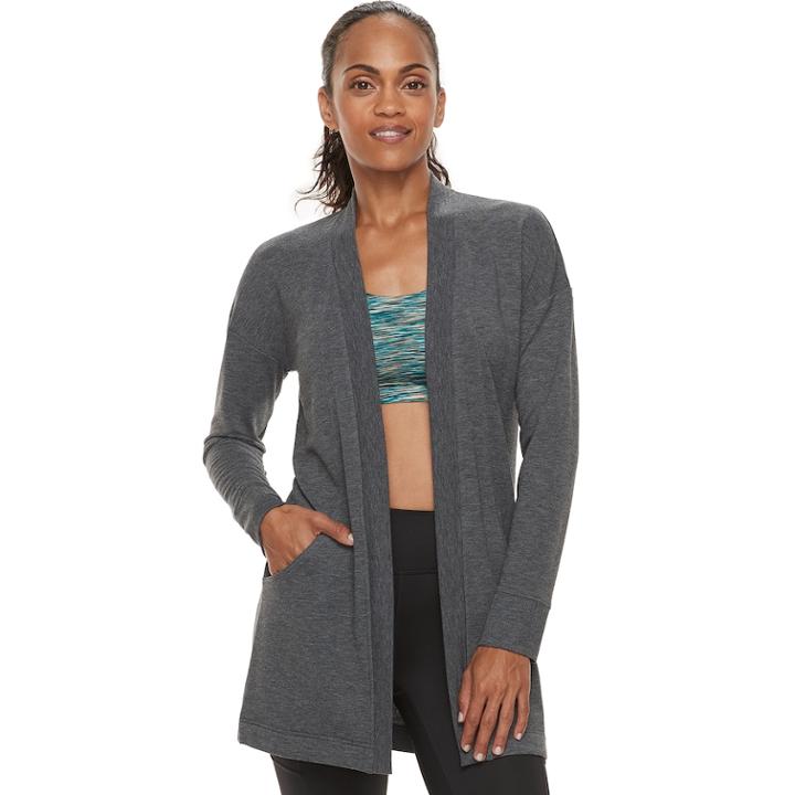Women's Tek Gear&reg; Long Wrap Cardigan, Size: Xl, Dark Grey