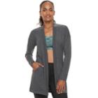 Women's Tek Gear&reg; Long Wrap Cardigan, Size: Xl, Dark Grey