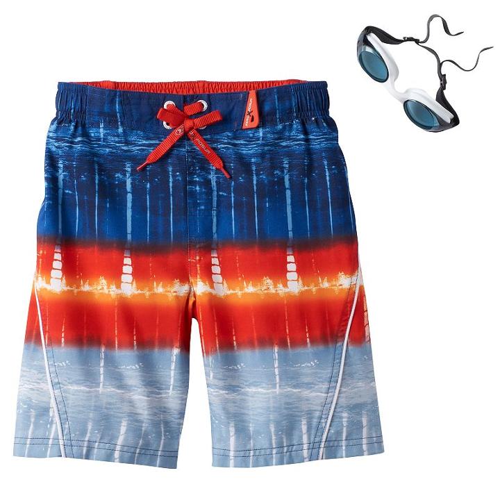 Boys 4-7 Zeroxposur Tie-dye Swim Trunks With Goggles, Boy's, Size: 5/6, Blue Other