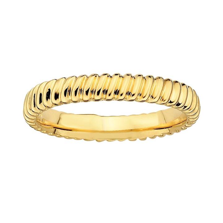 Stacks And Stones 18k Gold Over Silver Ribbed Stack Ring, Women's, Size: 5, Yellow
