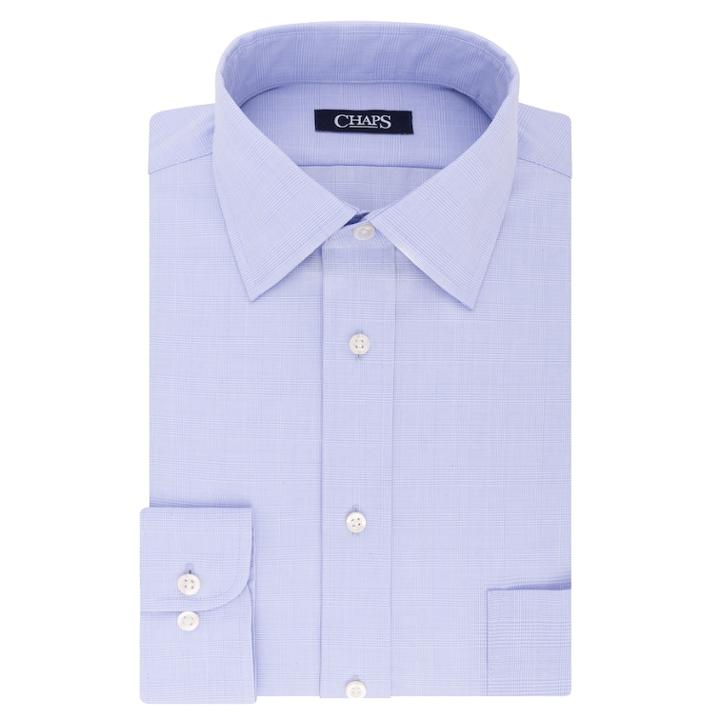 Men's Chaps Regular-fit No-iron Stretch Spread-collar Dress Shirt, Size: 18.5-34/35, Light Blue