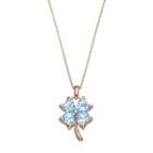 14k Rose Gold Over Silver Blue Topaz Four-leaf Clover Pendant Necklace, Women's, Size: 18