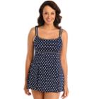 Women's Great Lengths Hip Minimizer Printed Empire Swimdress, Size: 8, Blue (navy)