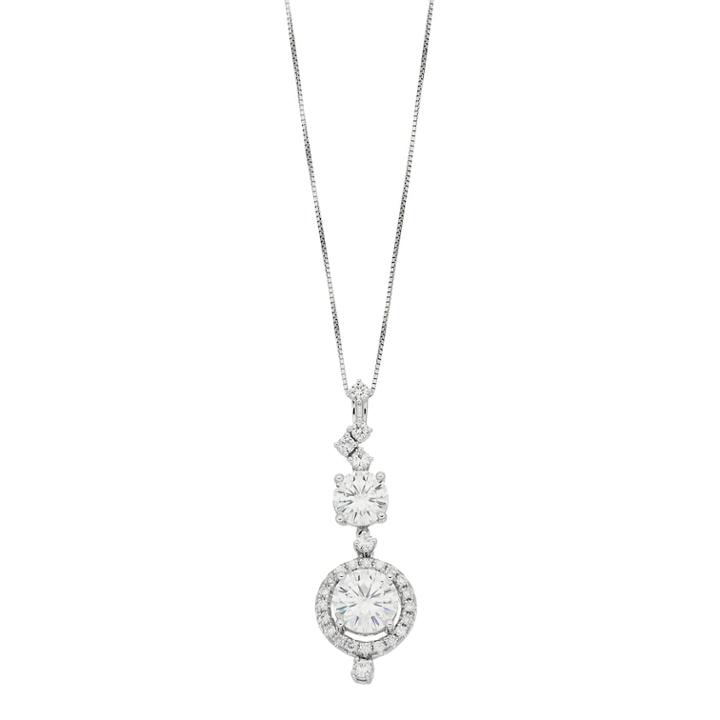 Forever Brilliant 14k White Gold 2 1/3 Carat T.w. Lab-created Moissanite Drop Pendant, Women's, Size: 18