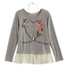 Girls 7-16 Self Esteem Ruffled Hem Graphic Top With Necklace, Size: Xl, Grey