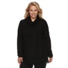 Plus Size Croft & Barrow&reg; Fringe Cowlneck Sweater, Women's, Size: 2xl, Black