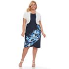 Plus Size Maya Brooke Floral Dress & Solid Jacket Set, Women's, Size: 16 W, White