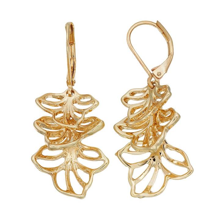 Dana Buchman Tiered Flower Nickel Free Linear Drop Earrings, Women's, Gold