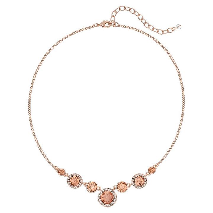 Napier Round Simulated Crystal Halo Necklace, Women's, Pink