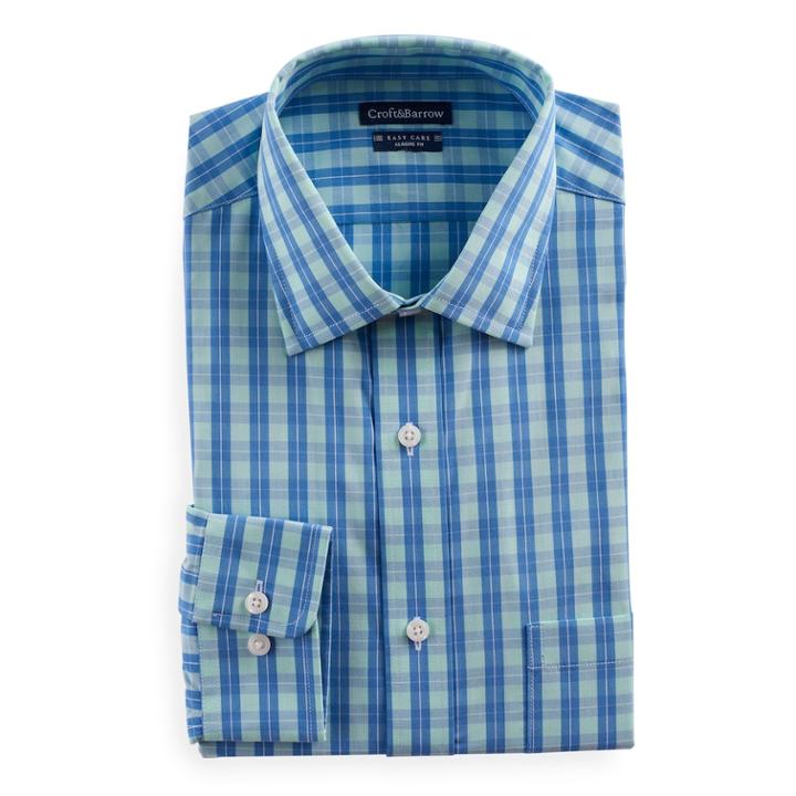 Men's Croft & Barrow&reg; Regular-fit Easy-care Spread-collar Dress Shirt, Size: 16.5-32/33, Green