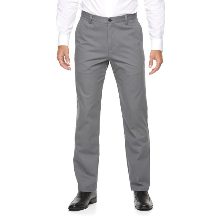 Men's Croft & Barrow&reg; Classic-fit Essential Khaki Flat-front Pants, Size: 40x29, Grey