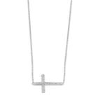 Primrose Sterling Silver Cubic Zirconia Sideways Cross Necklace, Women's, Size: 18, White