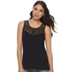 Women's Rock & Republic&reg; Inset Mesh Tank, Size: Xs, Black