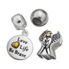 Individuality Beads Sterling Silver Two Tone Angel Bead & Love Life Disc Charm Set, Women's, Grey