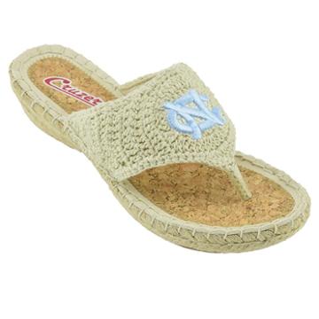 Women's Campus Cruzerz North Carolina Tar Heels Pregame Flip-flops, Size: 9, Beig/green (beig/khaki)
