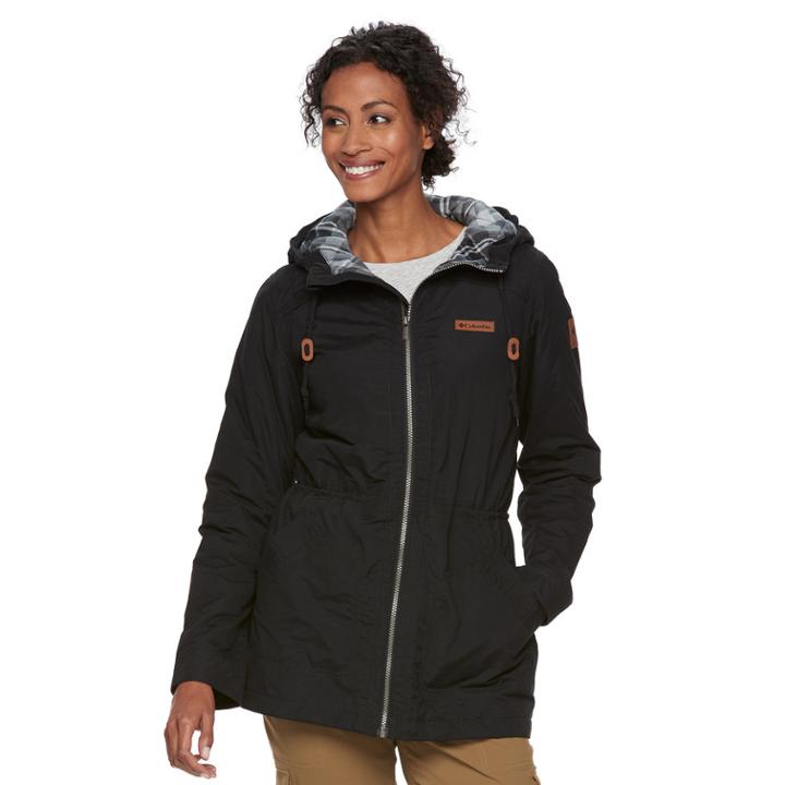 Women's Columbia Cedar Grove Flannel Lined Rain Jacket, Size: Xl, Grey (charcoal)