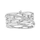 Diamond Essence Sterling Silver Cubic Zirconia Crisscross Multi Row Ring, Women's, Size: 8, White