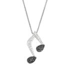 Sterling Silver 1/10 Carat T.w. Black & White Diamond Music Note Pendant, Women's, Size: 18