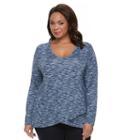 Plus Size Croft & Barrow&reg; Print High-low V-neck Tee, Women's, Size: 1xl, Dark Blue
