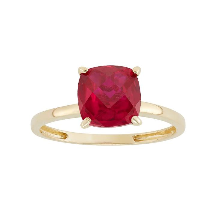 Lab-created Ruby 10k Gold Ring, Women's, Size: 9, Red