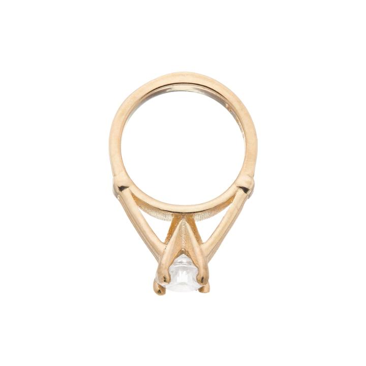 My Petite Ring 10k Gold Cubic Zirconia Birthstone Ring Charm, Women's, White