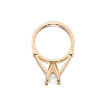 My Petite Ring 10k Gold Cubic Zirconia Birthstone Ring Charm, Women's, White