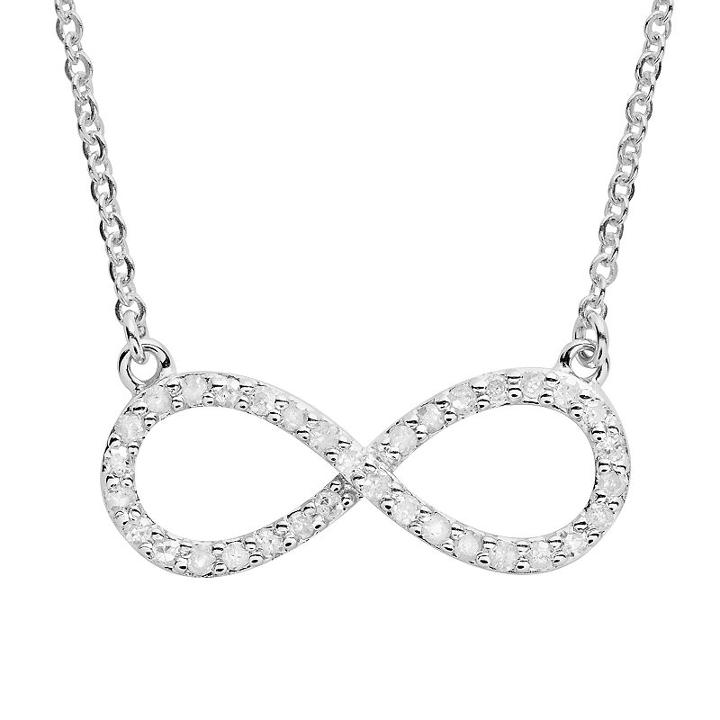 Sterling Silver 1/4-ct. T.w. Diamond Infinity Link Necklace, Women's, Size: 18, White