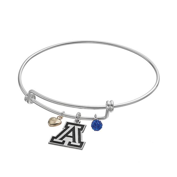 Fiora Sterling Silver Arizona Wildcats Charm Bangle Bracelet, Women's, Blue