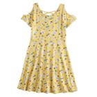Girls 7-16 So&reg; Patterned Cold Shoulder Criss-cross Dress, Size: S/7-8, Lt Yellow