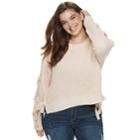Juniors' Plus Size Candie's&reg; Lace-up Chenille Sweater, Teens, Size: 2xl, Pink