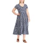 Plus Size Chaps Print Casual Dress, Women's, Size: 3xl, Blue (navy)