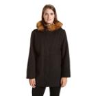 Women's Excelled Hooded Faux-wool Jacket, Size: Xl, Black