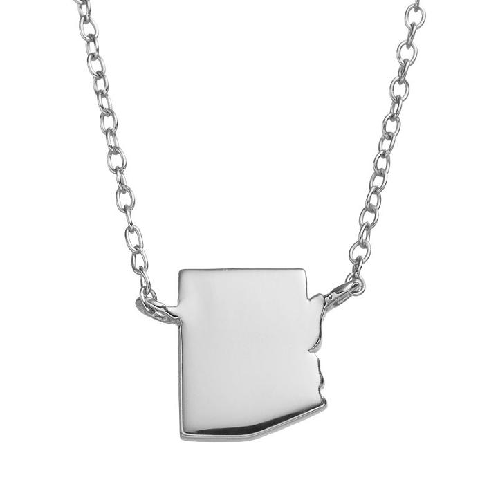 Sterling Silver State Necklace, Women's, Grey