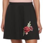 Juniors' Joe B Floral Appliqu Skater Skirt, Teens, Size: Xs, Black