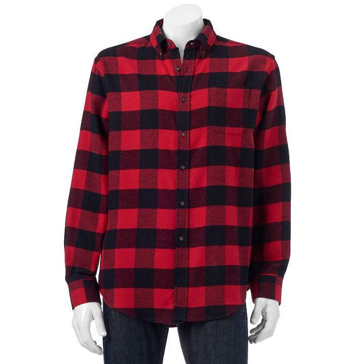 Men's Croft & Barrow&reg; Slim-fit Plaid Flannel Button-down Shirt, Size: Xxl, Med Red