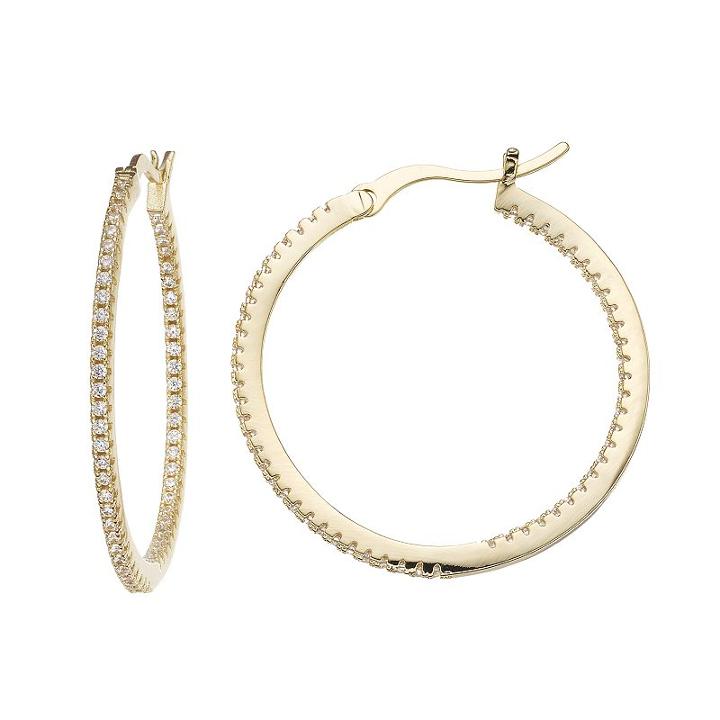 Fleur Cubic Zirconia Inside-out Hoop Earrings, Women's, Yellow