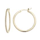 Fleur Cubic Zirconia Inside-out Hoop Earrings, Women's, Yellow