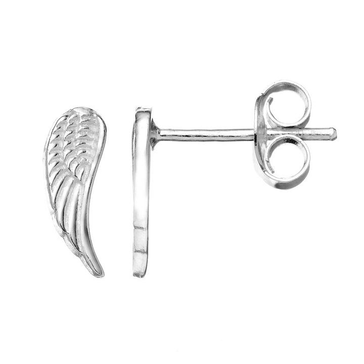 Charming Girl Kids' Sterling Silver Wing Stud Earrings, Grey