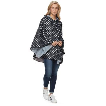 Style Collective Polka Dot Rain Poncho, Women's, Black