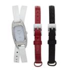 Seiko Women's Crystal Accent Solar Watch & Interchangeable Leather Band Set - Sup391, Size: Small, Multicolor